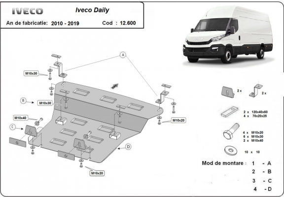Piastra paramotore di acciaio Iveco Daily 6