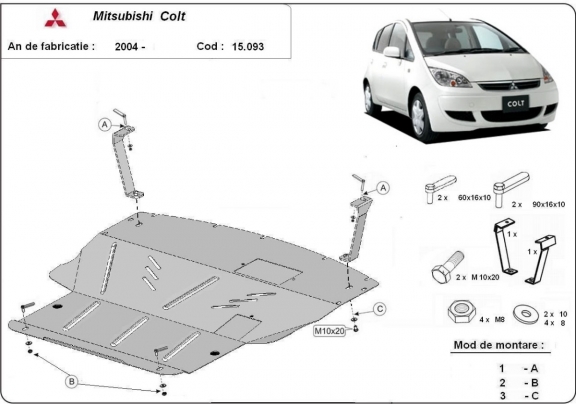 Piastra paramotore di acciaio Mitsubishi Colt