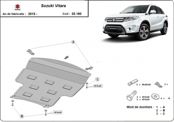 Piastra paramotore di acciaio Suzuki Vitara
