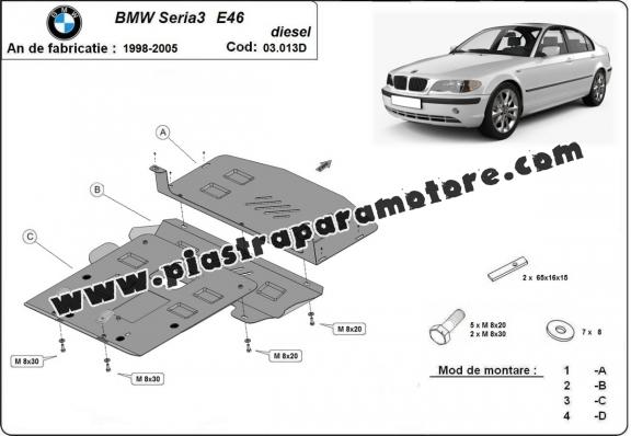 Piastra paramotore di acciaio BMW Seria 3 E46 - Diesel