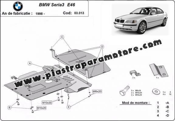 Piastra paramotore di acciaio BMW Seria 3 E46 - benzina