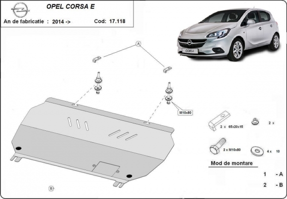 Piastra paramotore di acciaio Opel Corsa E