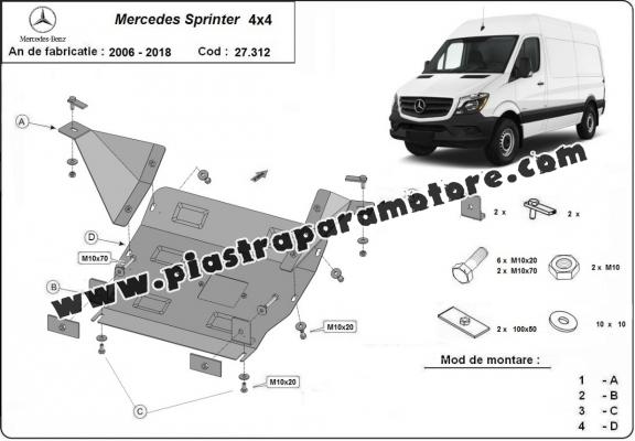 Piastra paramotore di acciaio Mercedes Sprinter 906 4x4