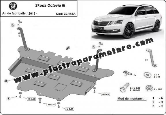 Piastra paramotore di acciaio Skoda Octavia 3 - cambio automatico