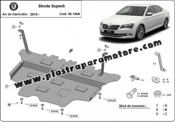 Piastra paramotore di acciaio Skoda Superb - cambio automatico