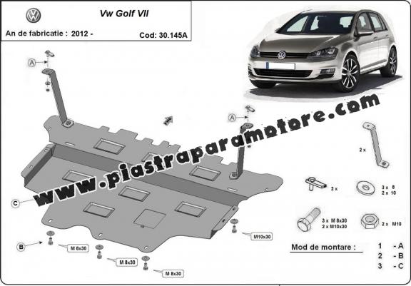 Piastra paramotore di acciaio VW Golf 7 - cambio automatico