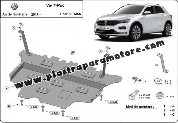 Piastra paramotore di acciaio Volkswagen T-Roc -  cambio automatico