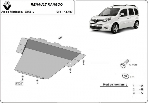 Piastra paramotore di acciaio Renault Kangoo