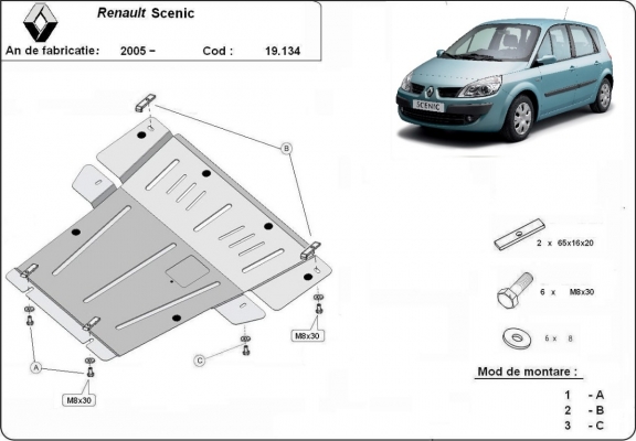Piastra paramotore di acciaio Renault Scenic