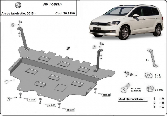 Piastra paramotore di acciaio VW Touran - cambio automatico