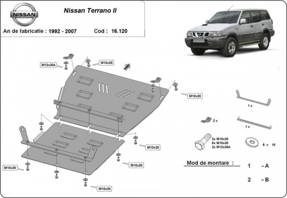 Piastra paramotore di acciaio Nissan Terrano II 