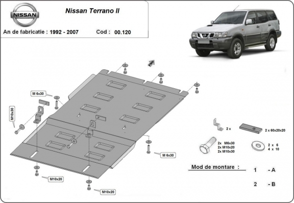 Protezione di acciaio per il cambio Nissan Terrano II 