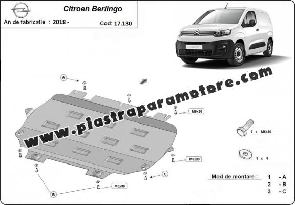 Piastra paramotore di acciaio Citroen Berlingo