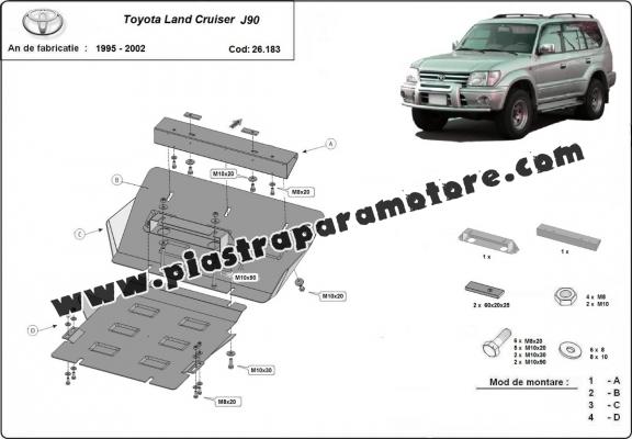 Piastra paramotore di acciaio Toyota Land Cruiser J90