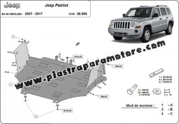 Piastra paramotore di acciaio Jeep Patriot