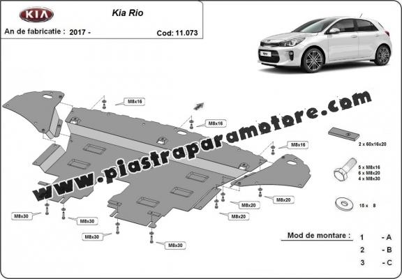 Piastra paramotore di acciaio Kia Rio 4