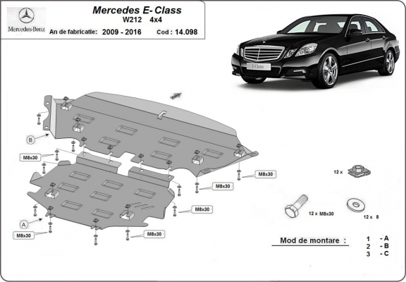 Piastra paramotore di acciaio Mercedes E-Classe W212 - 4x4