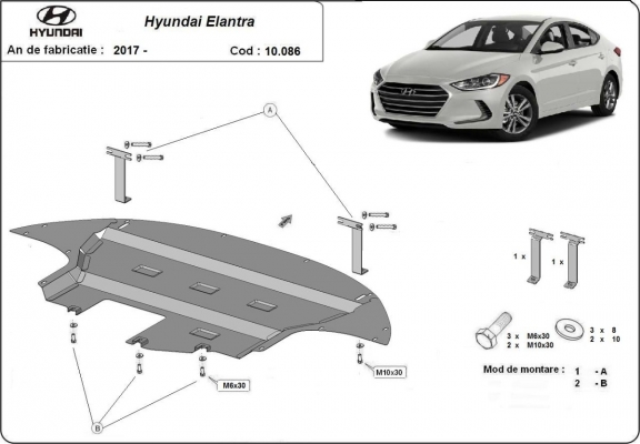 Piastra paramotore di acciaio  Hyundai Elantra