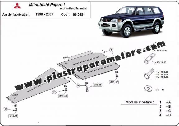 Protezione di acciaio per il differenziale Mitsubishi Pajero Sport 1