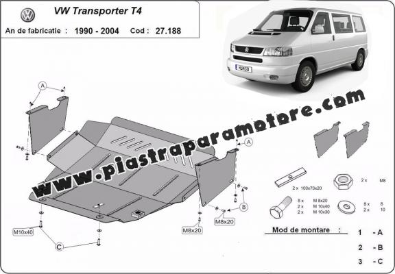 Piastra paramotore di acciaio VW Transporter T4 Caravelle