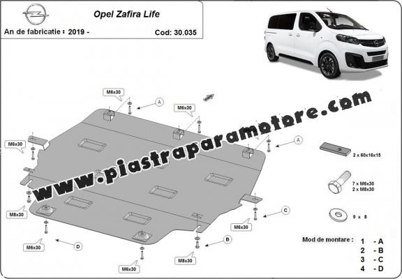 Piastra paramotore di acciaio Opel Zafira Life