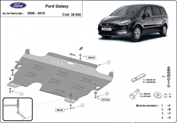 Piastra paramotore di acciaio Ford Galaxy 2