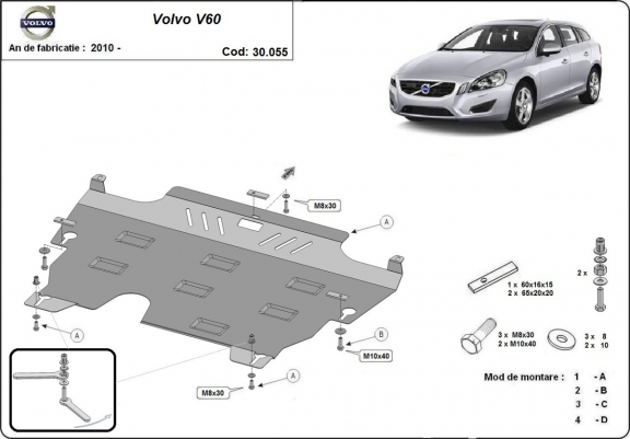 Piastra paramotore di acciaio Volvo  V60