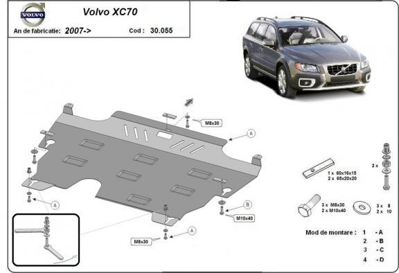 Piastra paramotore di acciaio Volvo XC70