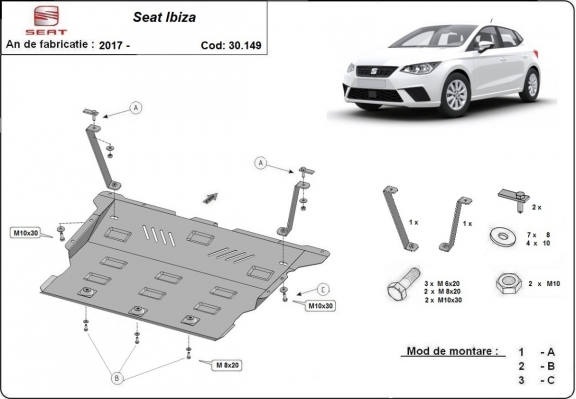 Piastra paramotore di acciaio Seat Ibiza
