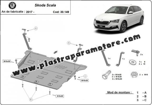 Piastra paramotore di acciaio Skoda Scala