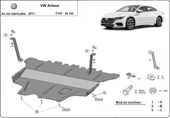 Piastra paramotore di acciaio VW Arteon  - cambio manuale