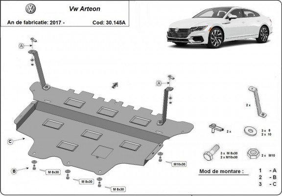 Piastra paramotore di acciaio VW Arteon - cambio automatico
