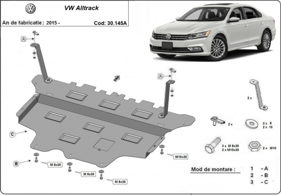 Piastra paramotore di acciaio VW Passat Alltrack - cambio automatico