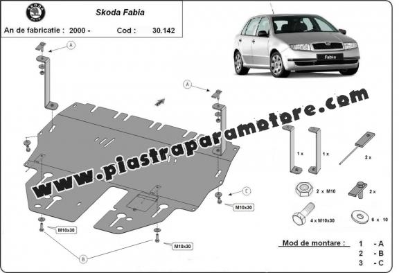 Piastra paramotore di acciaio Skoda Fabia 1