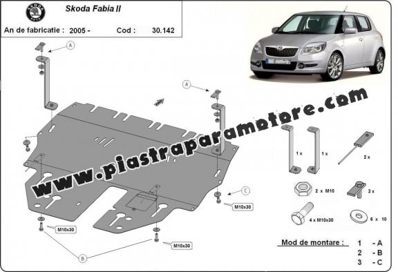 Piastra paramotore di acciaio Skoda Fabia 2