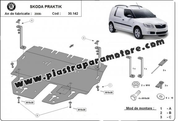 Piastra paramotore di acciaio Skoda Praktik