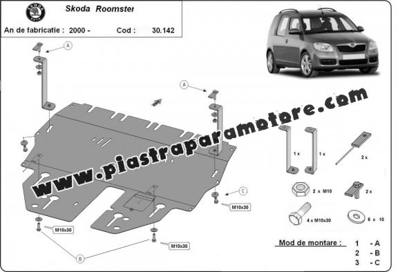 Piastra paramotore di acciaio Skoda Roomster