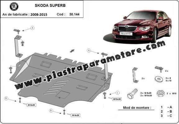 Piastra paramotore di acciaio Skoda Superb