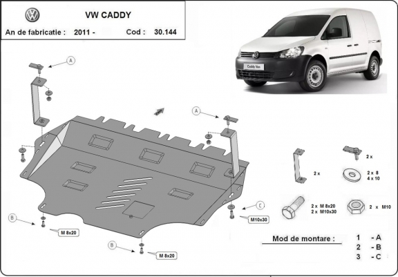 Piastra paramotore di acciaio VW Caddy