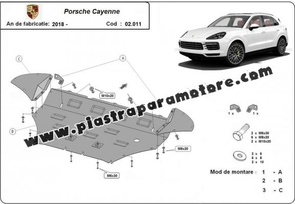 Piastra paramotore di acciaio Porsche Cayenne