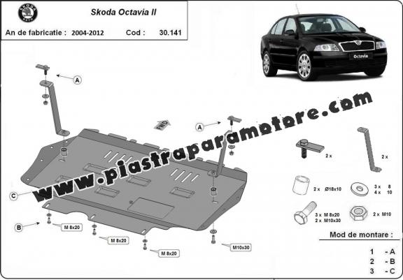 Piastra paramotore di acciaio Skoda Octavia 2