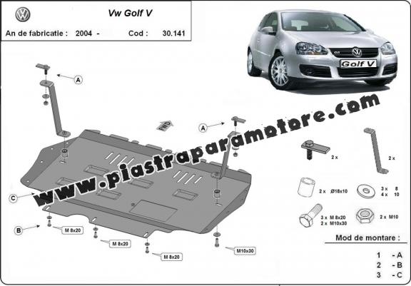 Piastra paramotore di acciaio Vw golf mk5