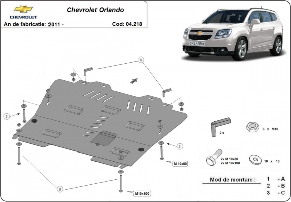 Piastra paramotore di acciaio Chevrolet Orlando