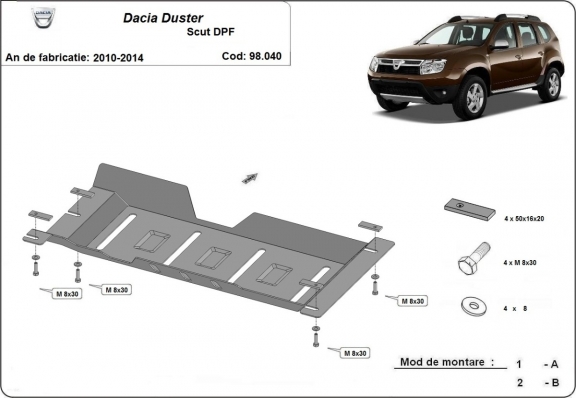Protezione di acciaio per DPF Dacia Duster