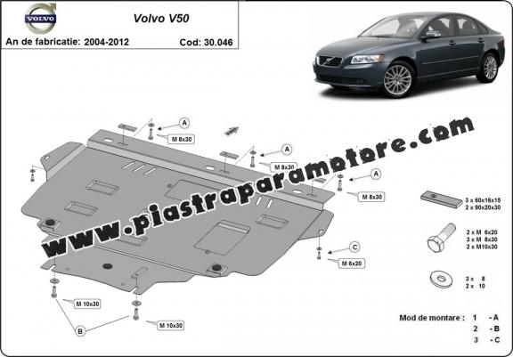 Piastra paramotore di acciaio Volvo V50