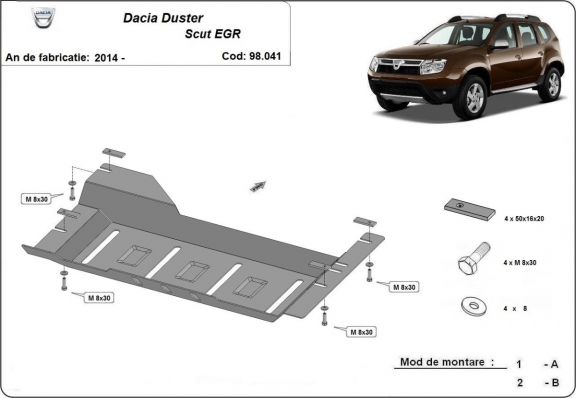 Protezione di acciaio per il EGR, system STOP&GO Dacia Duster