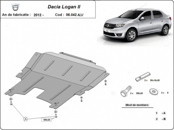Piastra paramotore di alluminio DACIA LOGAN 2