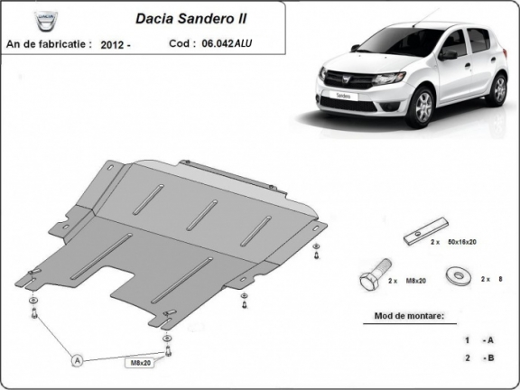 Piastra paramotore di alluminio DACIA  SANDERO 2