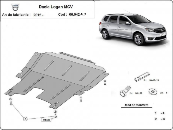 Piastra paramotore di alluminio DACIA LOGAN MCV