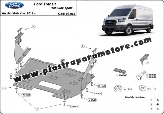 Piastra paramotore di acciaio Ford Transit - RWD